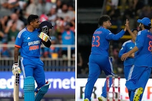 Suryakumar Yadav managed to raise his fourth T20I century while Kuldeep Yadav took career best figures of 5/17 in just 2.5 overs. (Image: AP)